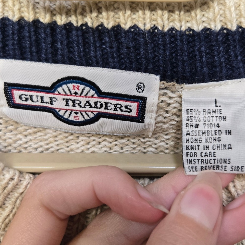 Vintage 90s Gulf Traders‎ Sweater Men Large Argyle Grandpa Retro Preppy Academia - Picture 5 of 6
